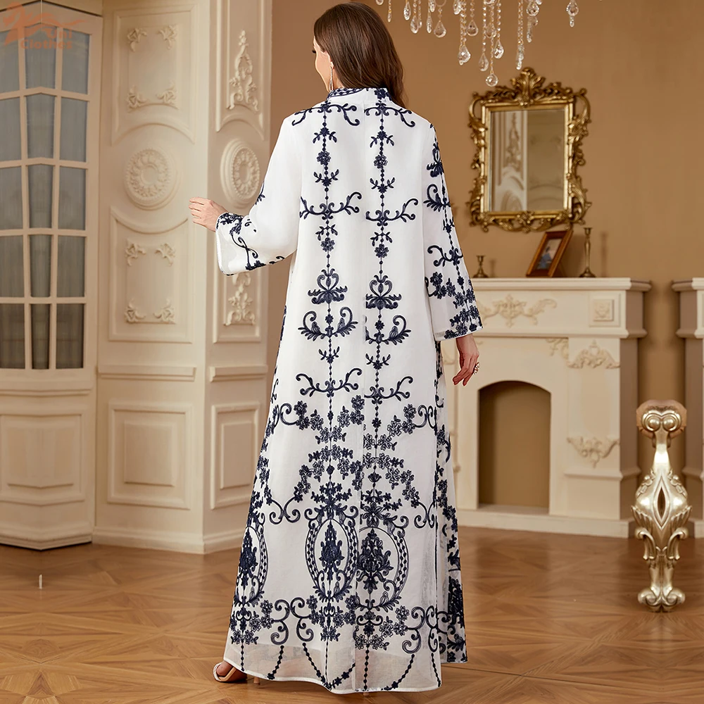 Uni musulman arabe broderie Abaya Robe 2025 élégant dubaï femmes soirée Caftan Robe de luxe imprimé fleuri