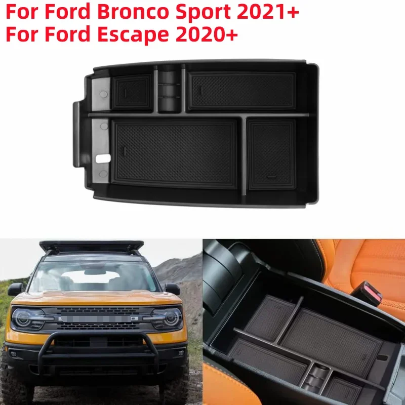 Car Central Armrest Storage Box Secondary Storage Center Console Organizer For Bronco Sport 2021 2022 2023/Ford Escape 2020-2023