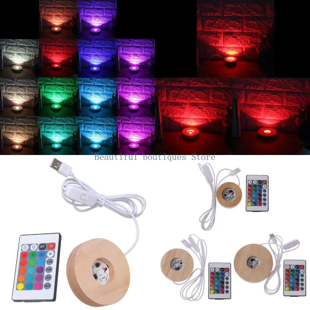 

U4LF смола Дисплей Дерево светодиодный светодиод 12 цветов RGB Регулируемая световая основа с дистанционным управлением