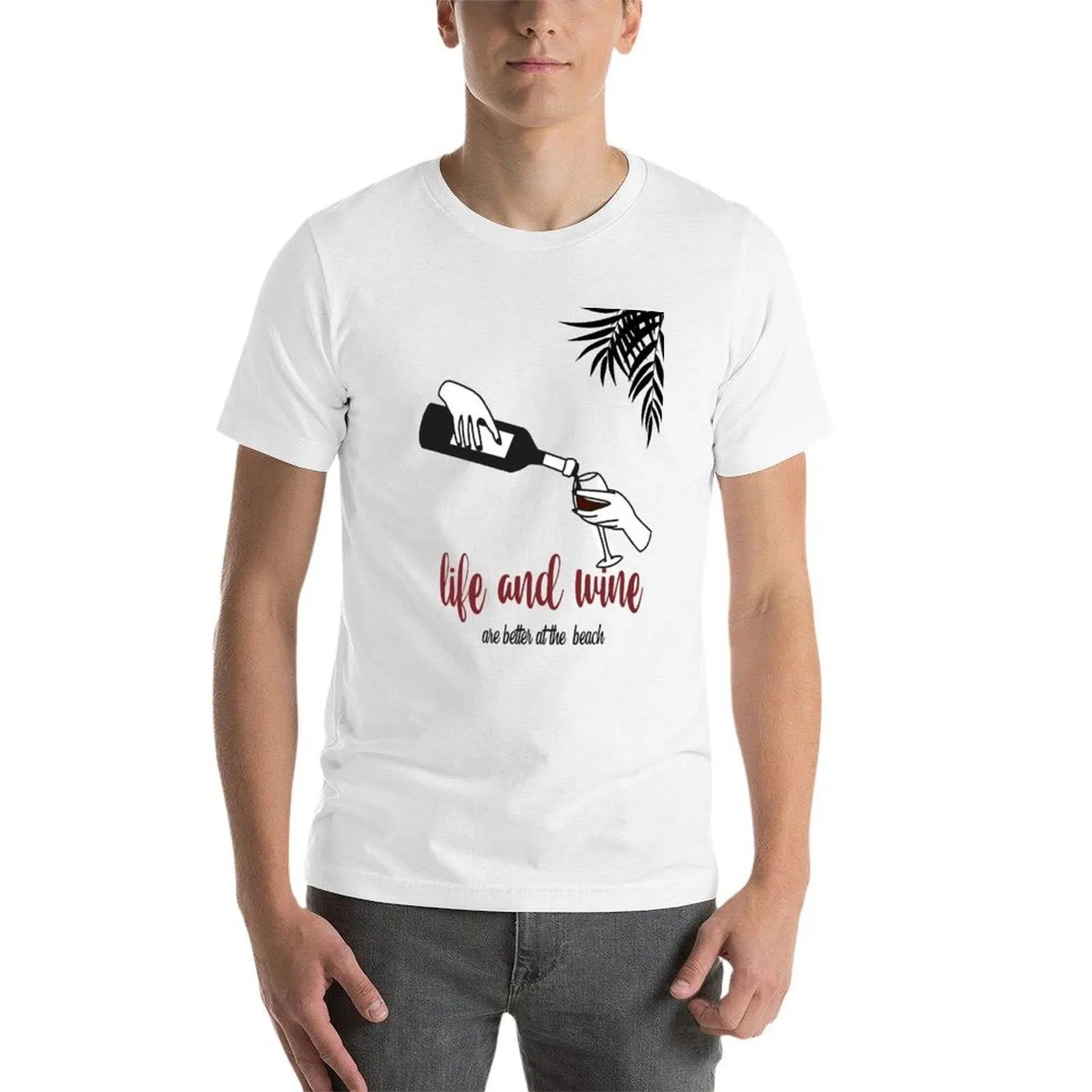 life and wine are better at the beach- summer, apero T-Shirt Work Casual Loose Fit T-Shirt - view 3