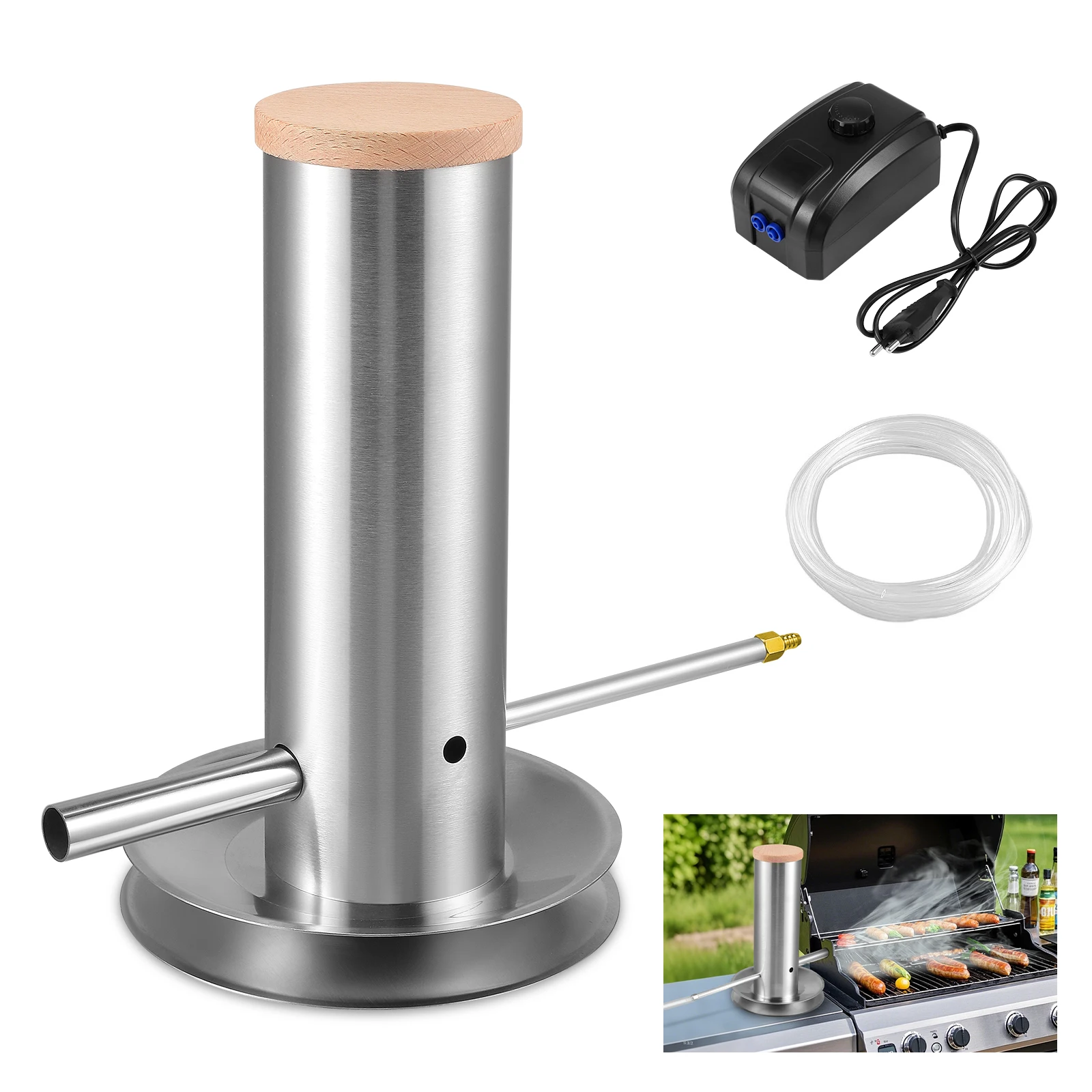 Rauchgenerator für Kalten oder Heißen Rauch, Kompatibel mit BBQ-Grill, Elektrischer Pellet-Smoker, Zubehör, Anpassbare Smoker-Profile, BBQ