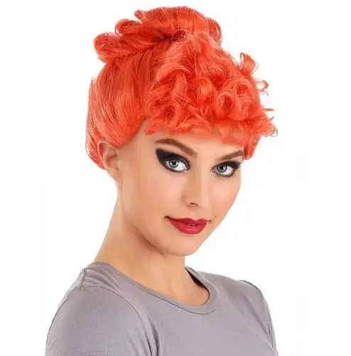 Fun Costumes Women\'s Deluxe Wilma Flintstone Wig Standard Halloween Cosplay Party Wigs with Bun