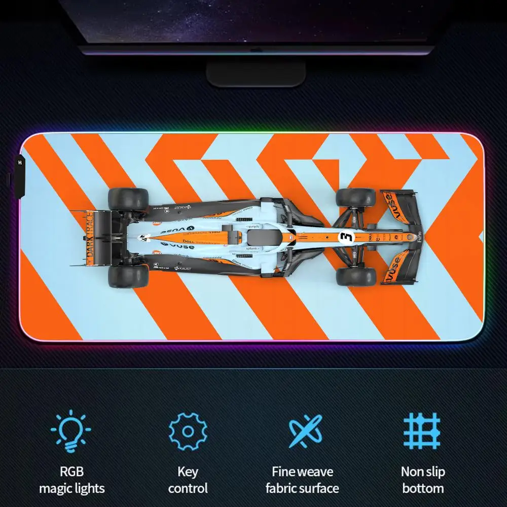 RGB Mouse Pad F1 Formula Mobil Balap LED Cahaya Gaming Mat Karet Anti-Slip Meja Tikar Gamer Pc Aksesoris Gaming Keypad Mousepad