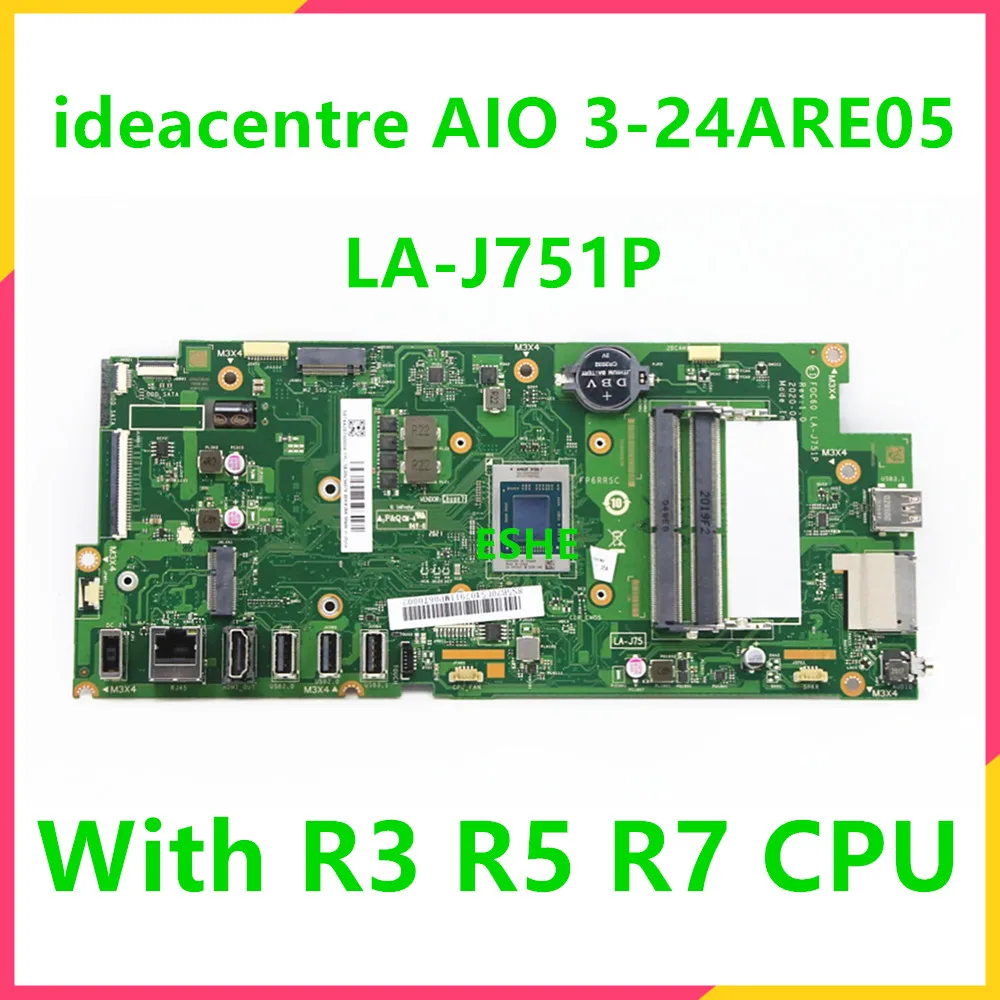 Placa-mãe Portátil para Lenovo Lenovo Ideacentre Aio 324are05 520c-24are 5b20u54079 5b20u54081 5b20u54083 com Cpu r3 r5 r7 La-j751p