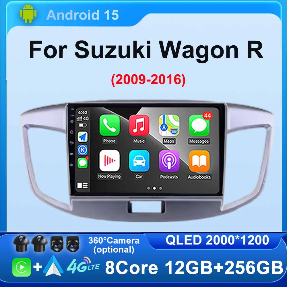 Android 15 Car Radio For Suzuki Wagon R 2009 - 2016 Screen Carplay Auto Navigation GPS Multimedia Player Stereo Head Unit DSP