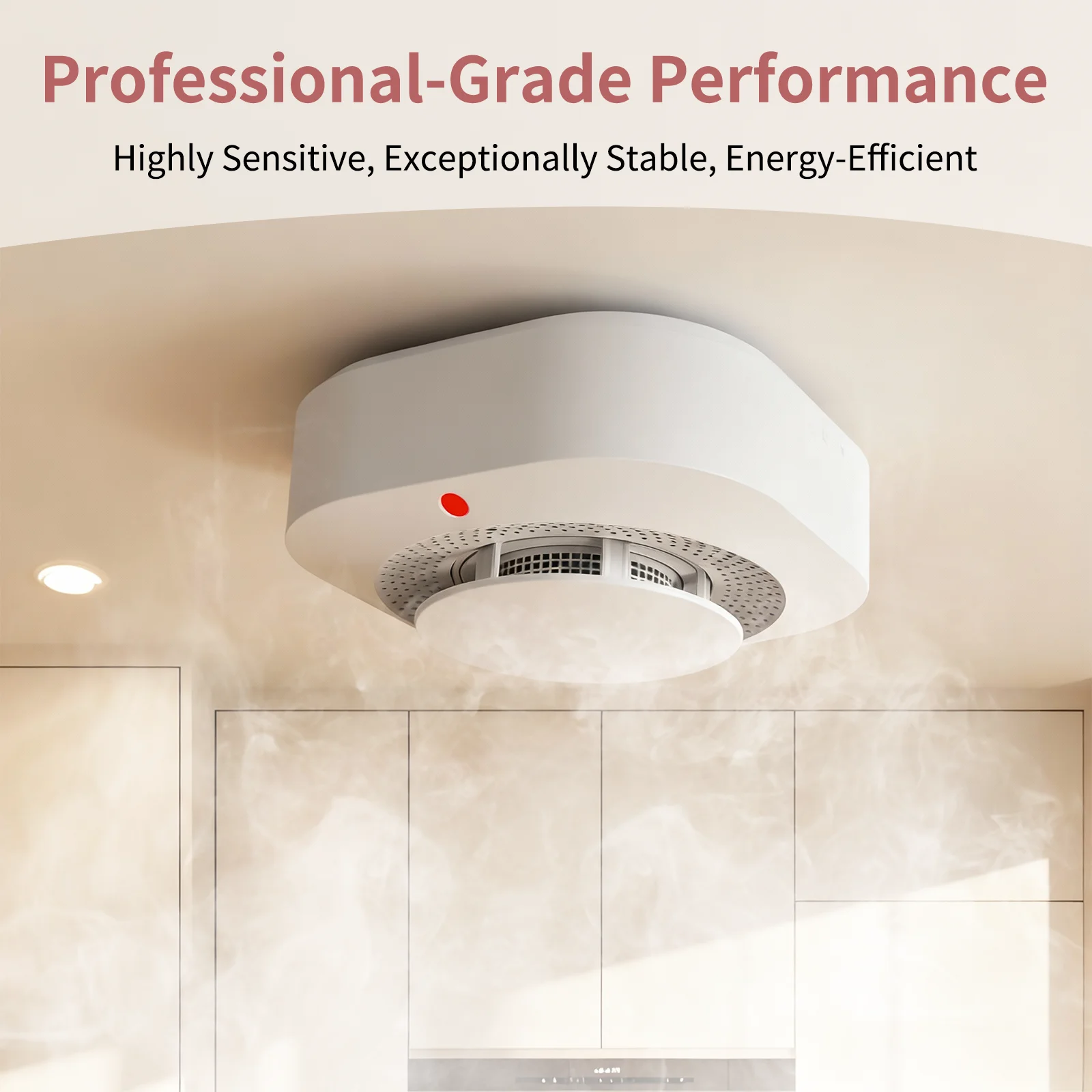 Detector de humo inalámbrico independiente con alarma y sensor de seguridad para el hogar y la oficina.