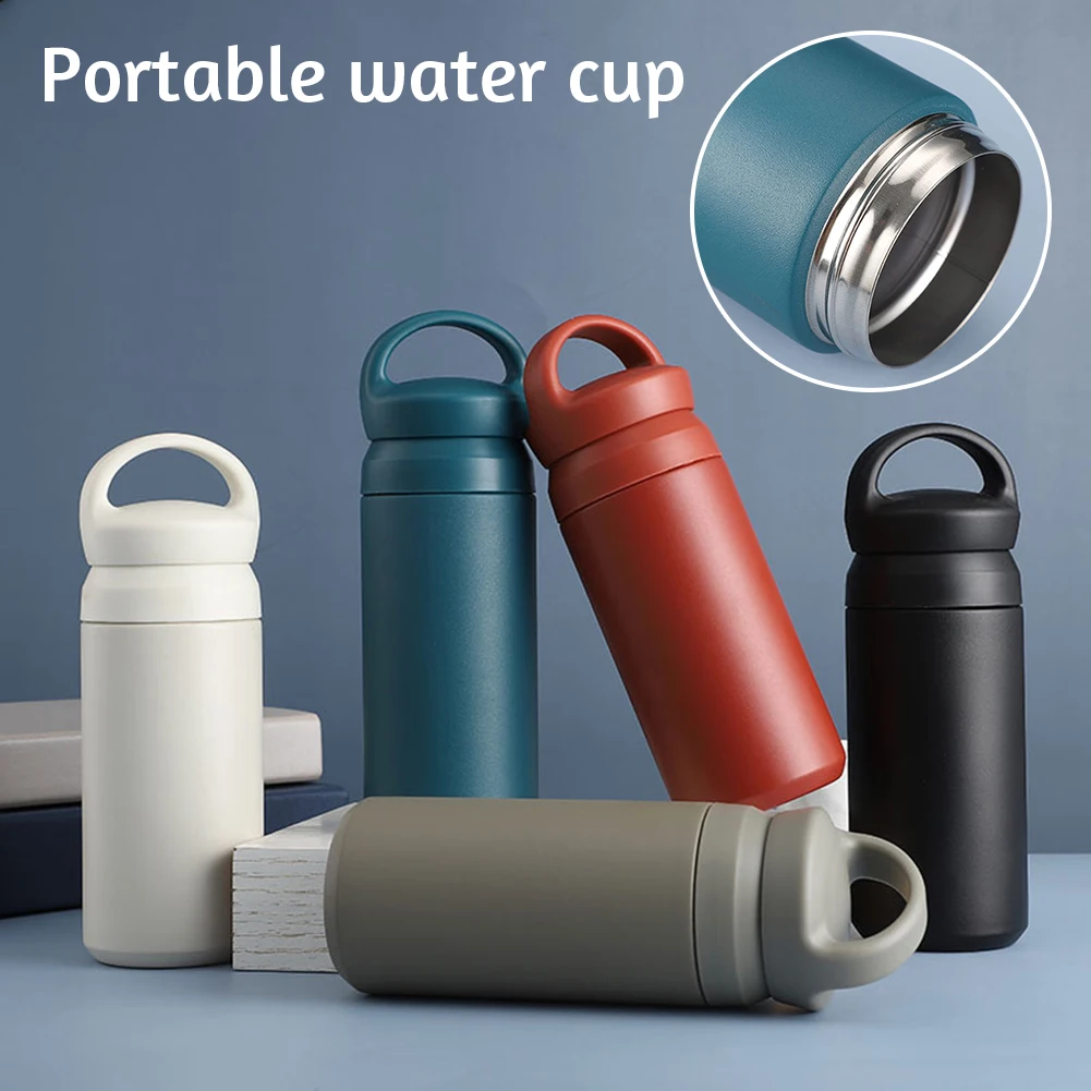 

350ml/500ml Simple Insulated Bottle With Handle Thermos Vacuum Flasks Cup Reusable Heat-Resistant Bottle For Outdoor Sports