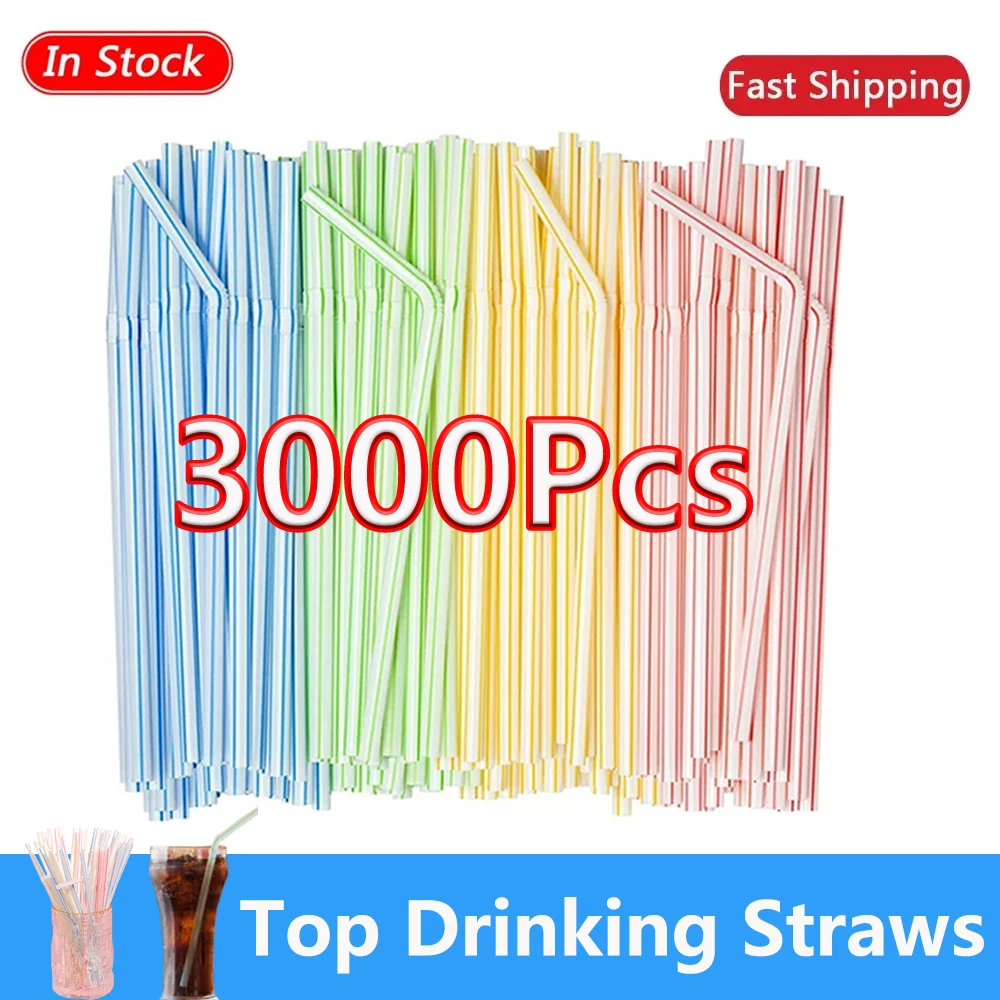 50-3000Pcs Multicolor Drinking Straws Cocktail rietjes Milk Tea Party Wedding Bar Kitchen Home Wholesale Beverage Black Straw