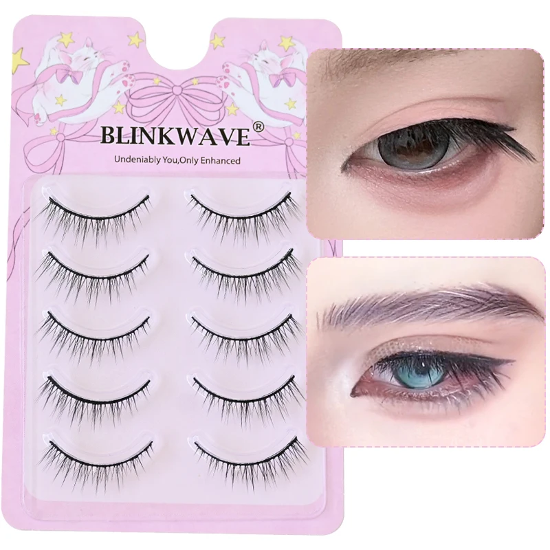 5-11mm Male Cosplay  Baby Straight Full Strip Lashes Natural Style Thick Band False Eyelashes Natural Look Manga Lashes