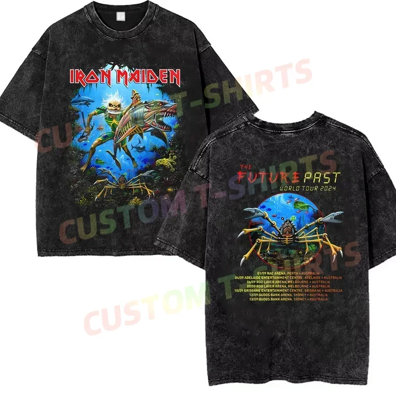 

2025 American retro washed old heavy cotton solid color short-sleeved Tshirt summer loose top tide washed T-shirt IronMaideng