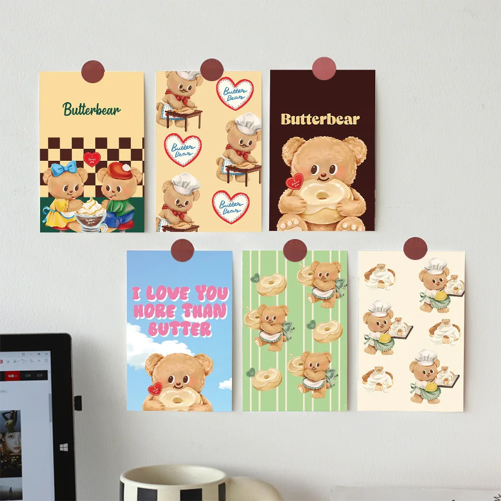 10pcs Butter Bear Card Wall Decoration Korean Poster Scrapbook Vintage Stickers Room Background Wall Decoration Painting Poster