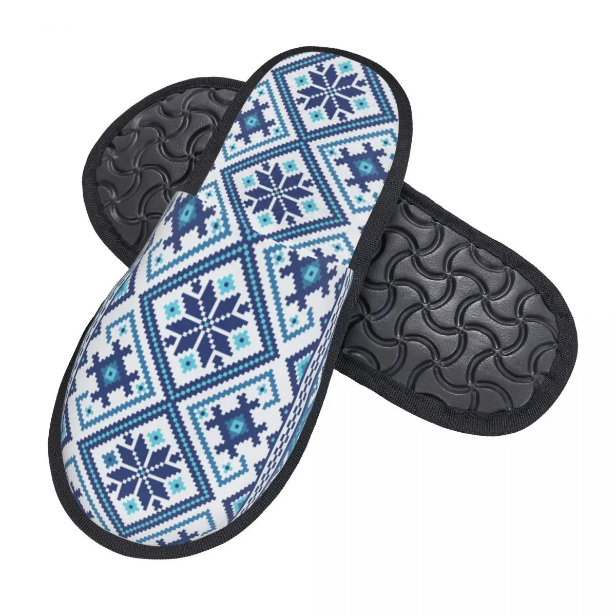 Custom Ukrainian Traditional Embroidery Guest Slippers for Spa Women Vyshyvanka House Slipper