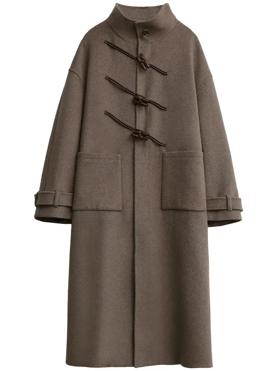 CHIC VEN Women Woolen Coats Fashion Retro Design Button Loose Long Overcoat Korean Female Clothing Autumn Winter New 2026