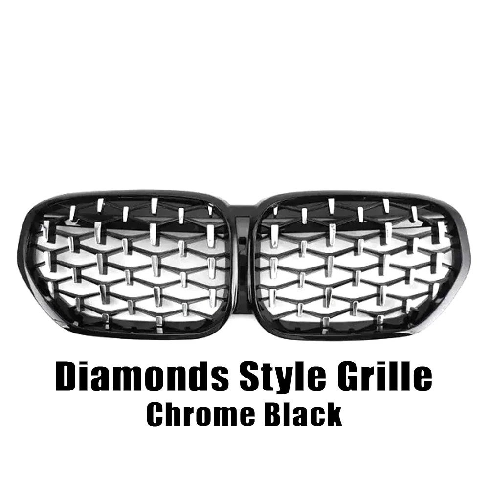 Xvip Carbon Fiber Look Double Line Style Front Race Grills Voor Bmw X1 F48 Lci 2020-2022 Alle Zwarte Diamanten Stijl Bovenste Roosters
