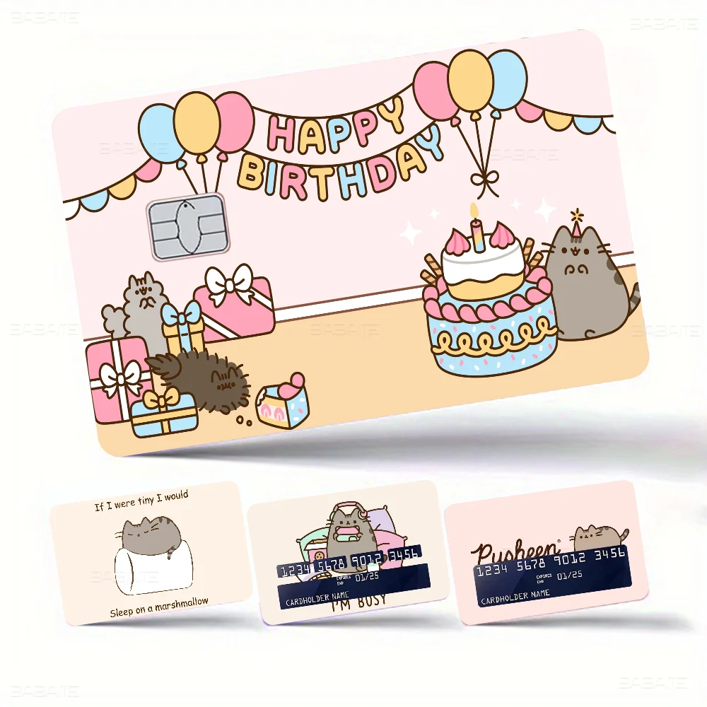 Pusheen Poker Sticker Film Tape Skin For Credit Card Debit Card Cartoon Waterproof Stickers Small Chip