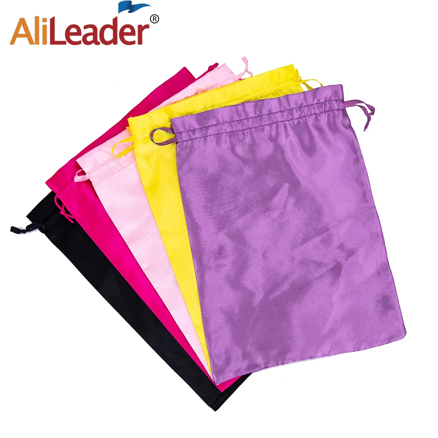 

Alileader 5Pcs Satin Wig Bags With Drawstring 25Cm*35Cm Silk Hair Storage Bags Packaging For Multiple Wigs, Bundles, Extensions