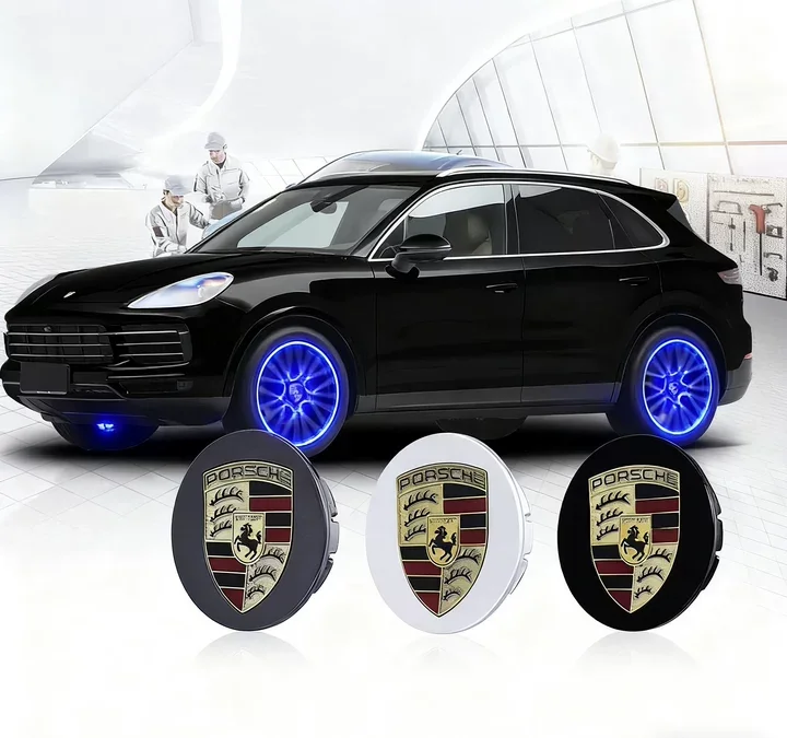 Tutup pelindung pusat roda Porsche pengganti 4pcs 65mm 76mm cocok untuk Panamera Cayenne 911 Maca 718 918 Taycan