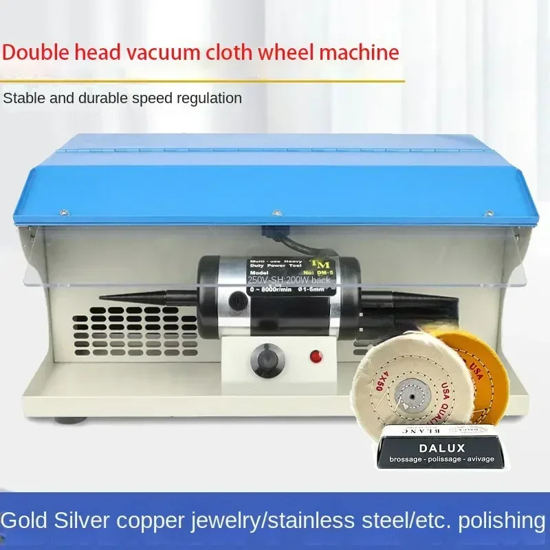 Benchtop Variable-Speed ​​Polishing Machine: Dual-Head Buffing Lathe with Dust Collection for Jewelry and Watches