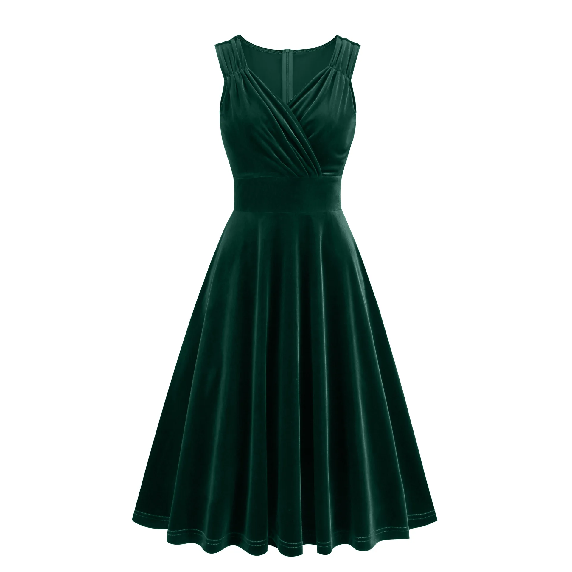 Women\'s 1950S Hepburn Style Vintage Dress V-Neck Sleeveless Cocktail Dresses