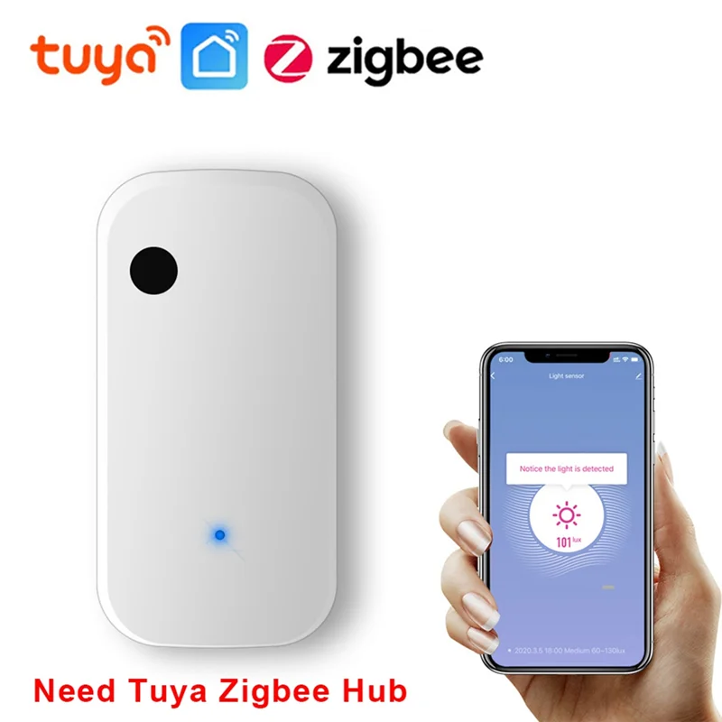 ABJF-Tuya Zigbee เซ็นเซอร์แสงสมาร์ทเซ็นเซอร์แสงสว่างภายในบ้าน APP การควบคุมการเชื่อมโยงความสว่างเครื่องตรวจจับแสงอัตโนมัติ