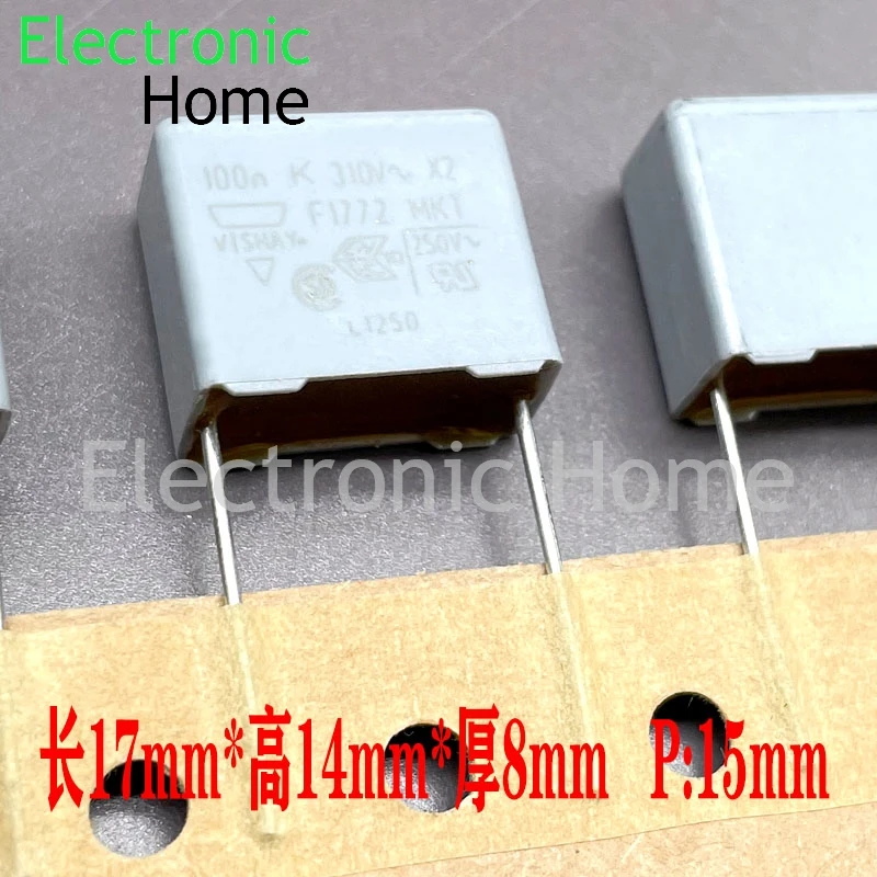 20PCS/LOT VISHAY BC film capacitor MKP 0.1uf 104 100nf 310V 275V safety regulation F1772 17x14x8mm pin spacing 15mm