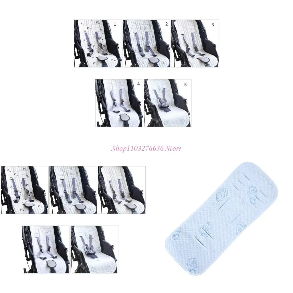 

R6FD Strollers Insert Pad 31x77.5cm Cooling Mat Sweat Proof Feature Lovely Pattern