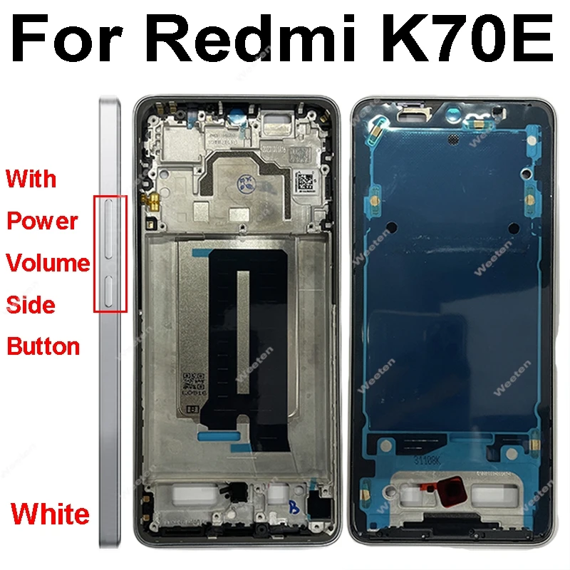 ل Xiaomi Redmi K70 K70E Pro شاشة الكريستال السائل غطاء إطاري الشاشة مع أزرار جانبية الكابلات المرنة الأوسط غطاء إطاري حامل الحافة أجزاء #3