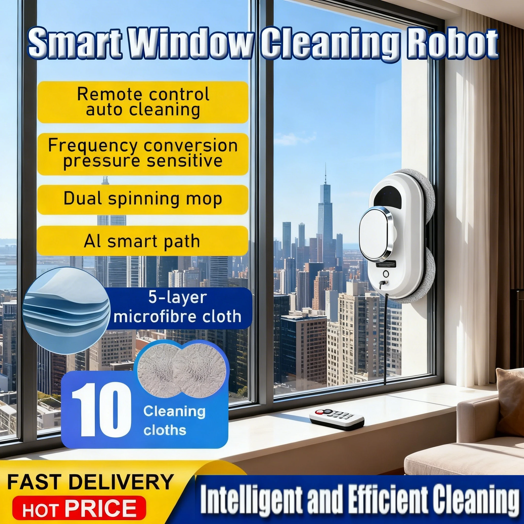 

Robot Window Cleaner Window Cleaning Robot Smart Home Robot Vacuum CleanerRemote Control Glass Cleaning Robots