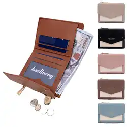 Fashion Colorblock Multi-Card Women's Short Wallet Casual Trifold Zipper Coin Purse Multi-Slot Card Holder Gift For Female