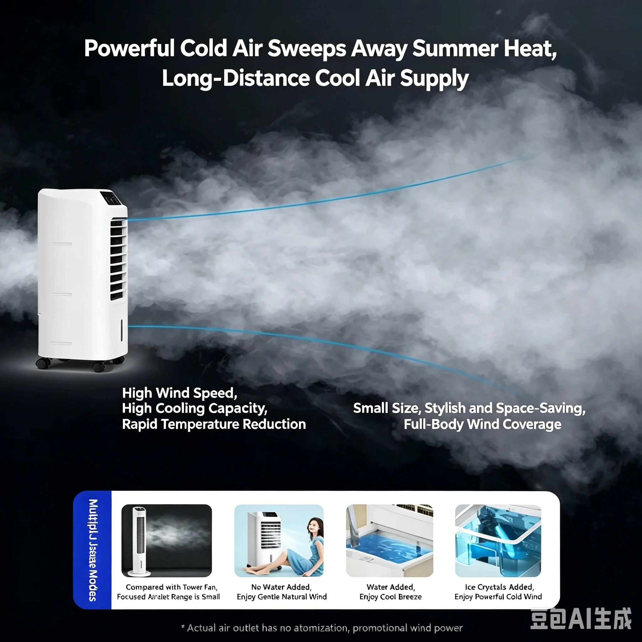 Portable Water Evaporative Cooling Fan Household Single Cool Air Cooler Movable Mini Air Conditioner Refrigeration Device For In