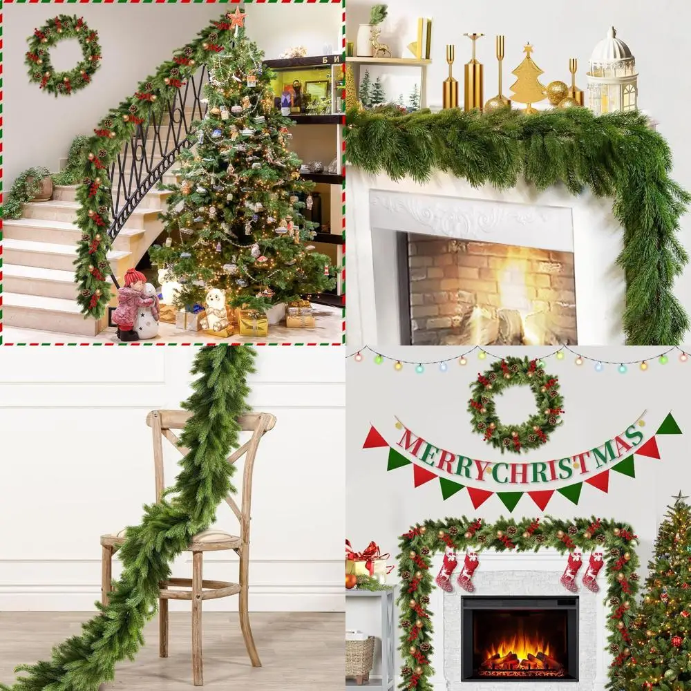 

Реалистичные гирлянды из искусственного кедра толщиной 6 футов, мягкая сосна Norfolk для дома, стол для камина, рождественский декор для дома и улицы