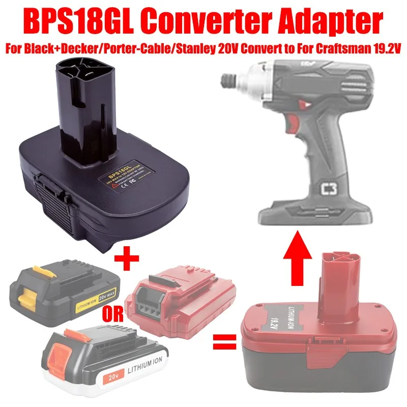 BPS18GL DM18GL MT18GL MAN18GL Battery Adapter for Makita/Dewalt/Milwaukee/Craftsman 18V/20V Battery To for Craftsman 19.2V Tools view 5