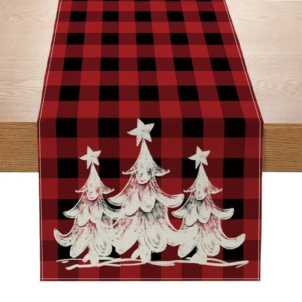 Santa Claus Christmas Table Runner Reindeer Snowman Christmas Table Flag Snowflake Desk Decor Xmas Tablecloth Festival