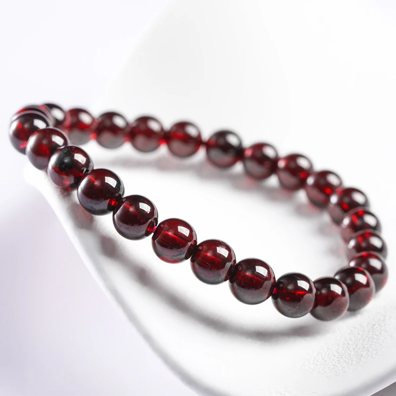 JD 7A Quality Natural Garnet Wine Red Bead Bracelet Women Bangle Men Bracelet Lucky Energy Healing Jewelry Valentine's Day Gifts view 5