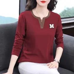 Long Sleeved T-shirt Women's 2024 Autumn and Winter New Item Middle-aged Mother Plus Size Fat Mm Loose Women's Top Base Shirt