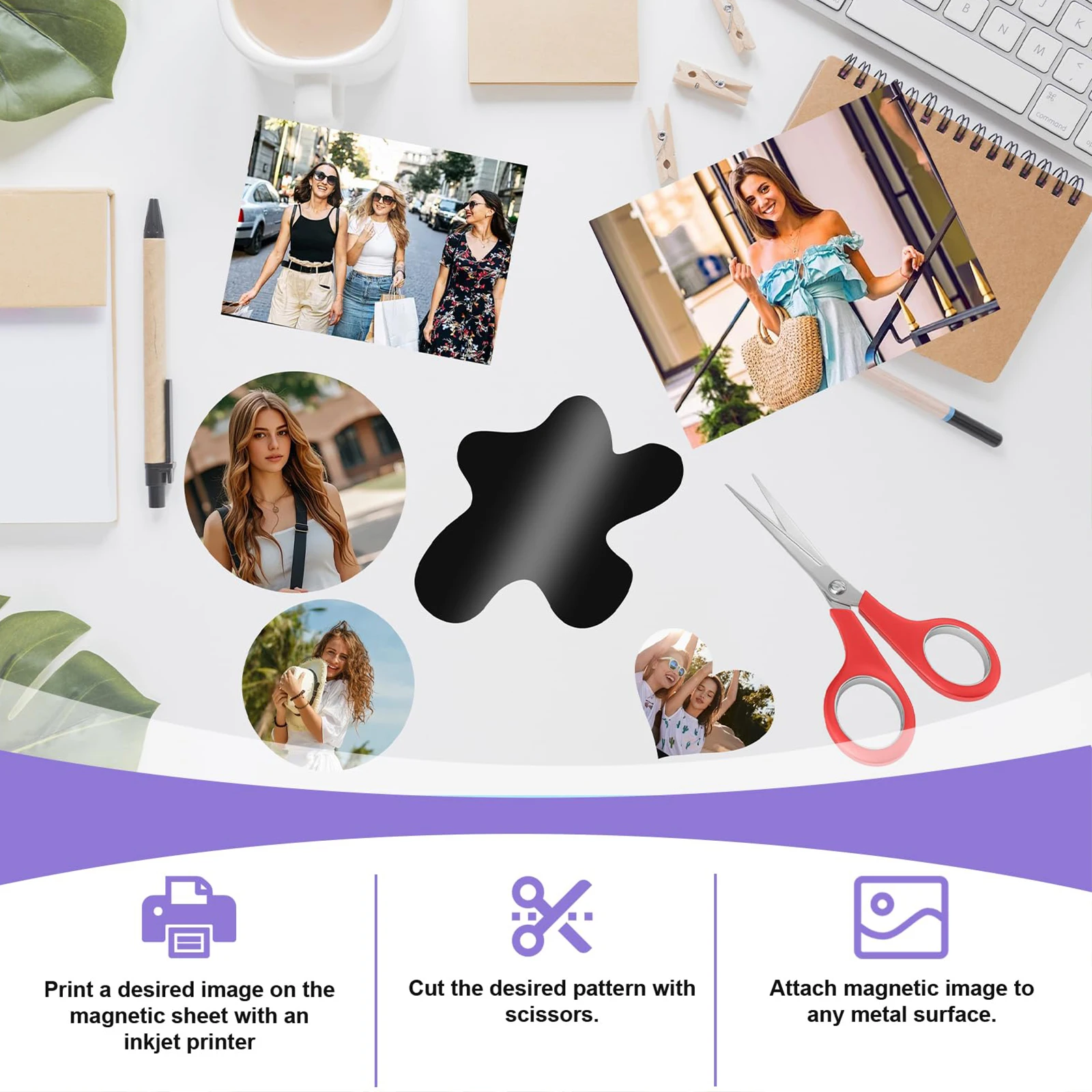 5/10 PCS A4 Printable Magnet Sheets Non Adhesive,8.3 X11.7 Inches for Inkjet Printers,Glossy Cuttable Magnetic Paper,16mil Thick