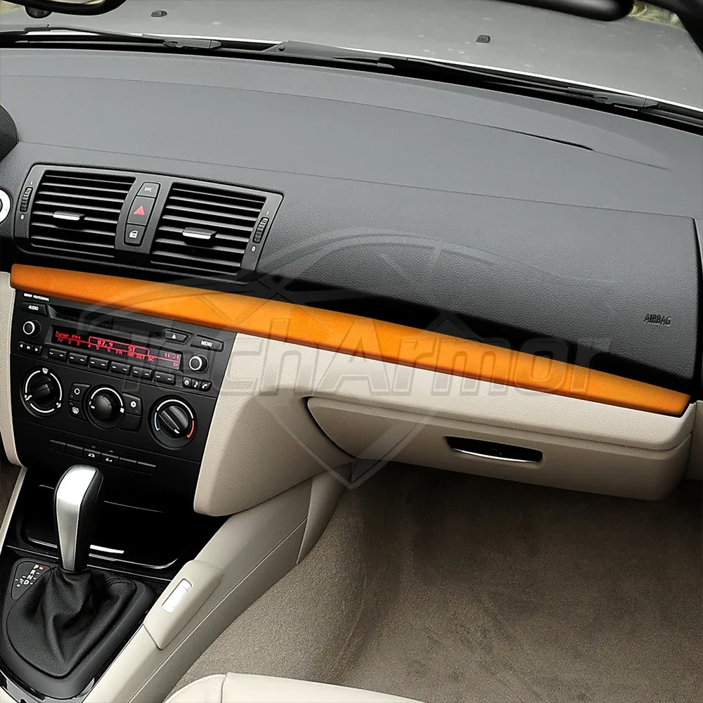 For BMW E82 E88 2008 2009 2010 2011 2012 2013 Passenger Side Co-Pilot Decor Strip Cover Interior Sticker Suede Dashboard Trim
