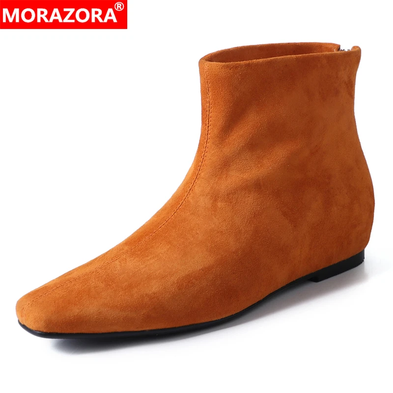 

MORAZORA/2026, новые замшевые женские ботинки, увеличивающие рост ботильоны на молнии, модные ботинки в стиле вестерн, осенне-зимние туфли