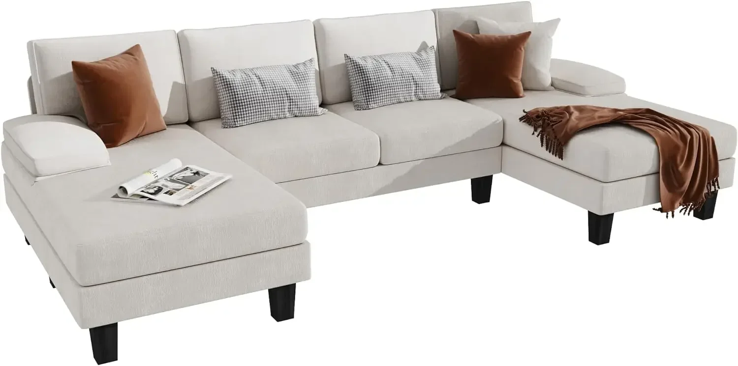 ALiving – canapés modulaires convertibles en forme de U, avec tissu Chenille en coton doux et moderne, meubles de salon pour la maison