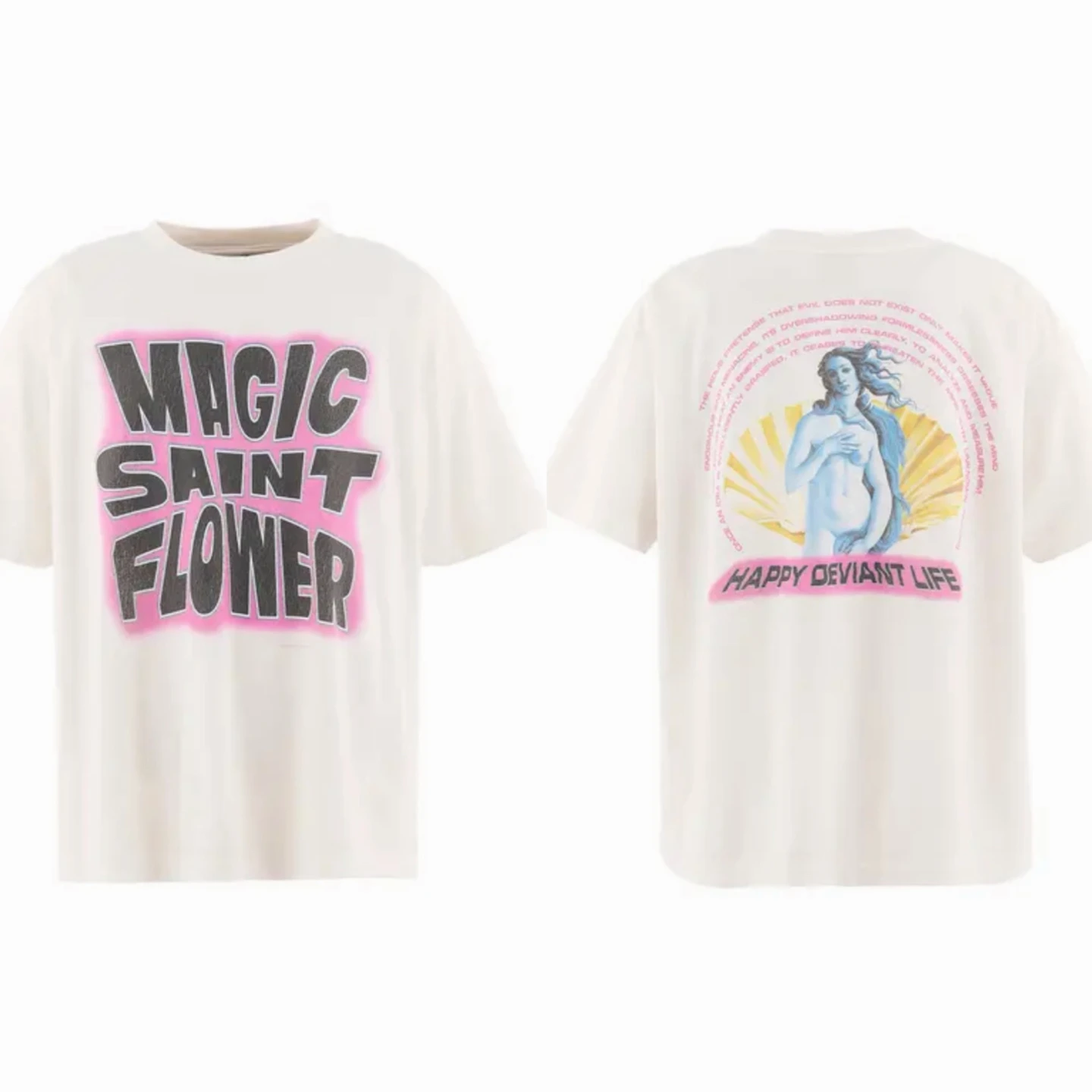 MAGIC SAINT FLOWER HAPPY DEVIANT LIFE T Shirt For Men Women High Quality Summer Style Tee Tops T-Shirt