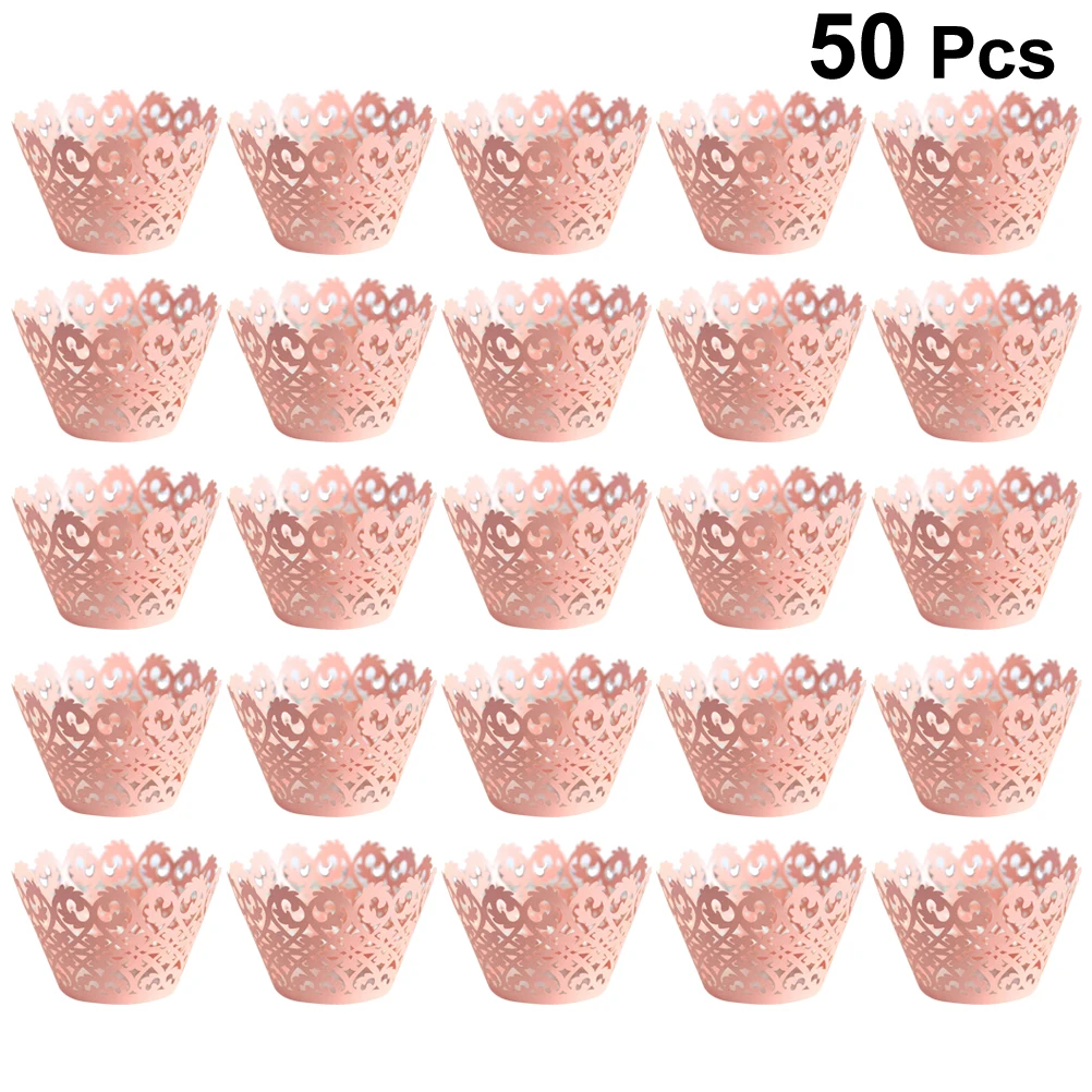

50pcs Cupcake Collars Hollow Out Design Baking Wrappers For Wedding Birthday Party Baby Shower Dessert Decoration Cake Liners