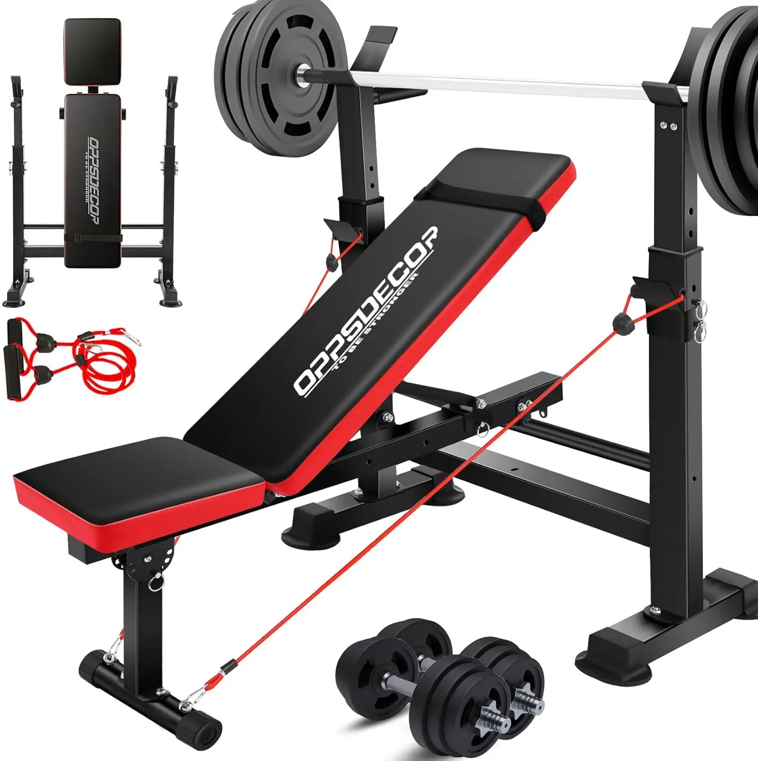 660lbs 6 in 1 Weight Bench Set with Squat Rack Adjustable Workout Bench with Leg Developer Preacher Curl Rack Fitness Strength T