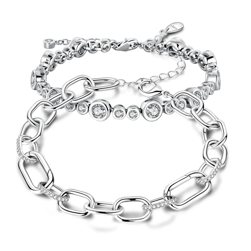 

Original 925 Sterling Silver Starry Sky Bubble Bracelet Sparkling Zircon Bracelet For Women Fine Anniversary Jewelry Gift