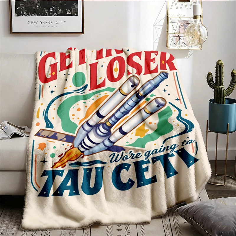 Get In Loser Tau Ceti Flannel Blanket, Project Hail Mary Throw, Retro Spaceship Bookish Gift