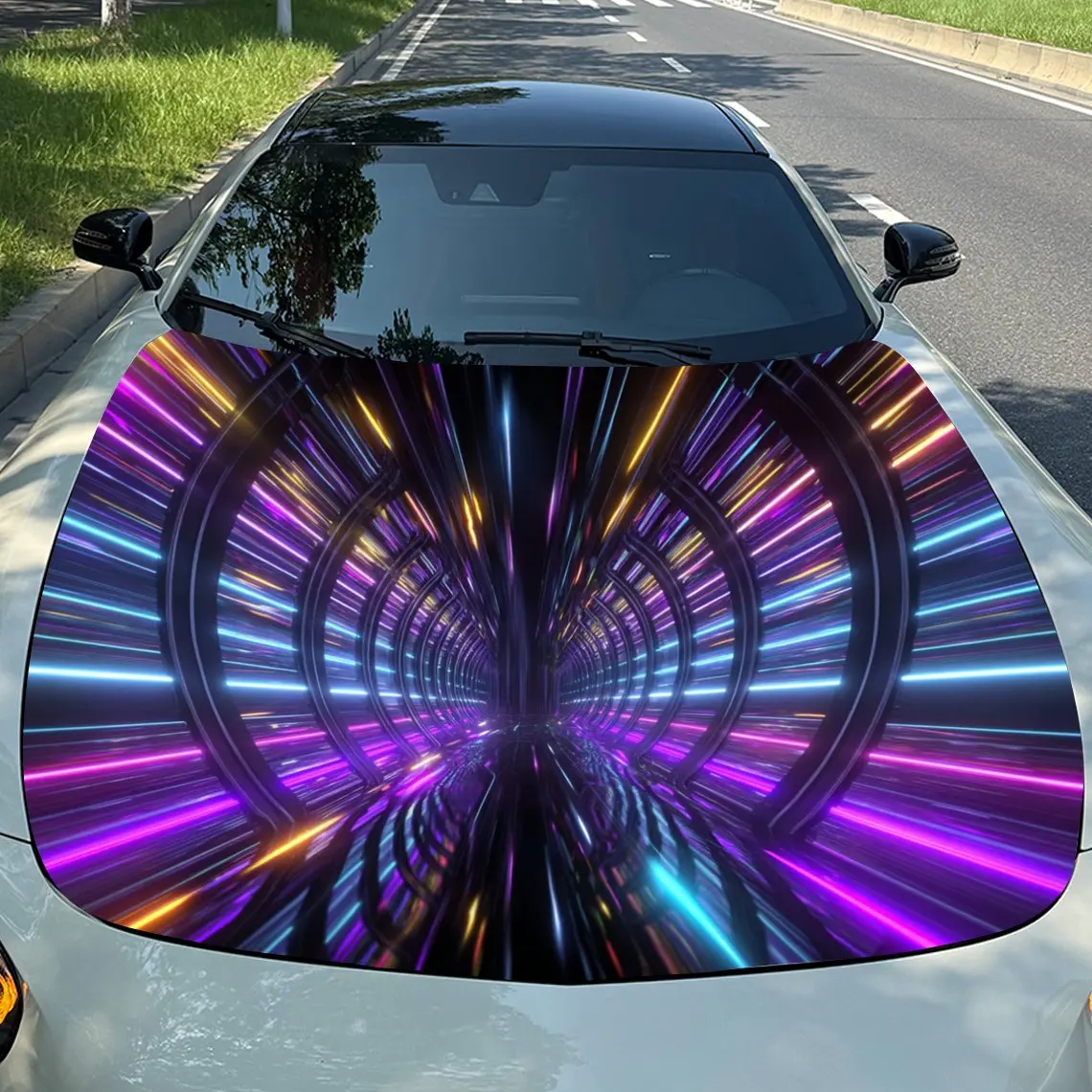 Cool Sci Fi Space Car Hood Stickers, Colorful Vinyl Decorative Stickers, High-quality Adhesive, Stylish Design, Durable, Truck E
