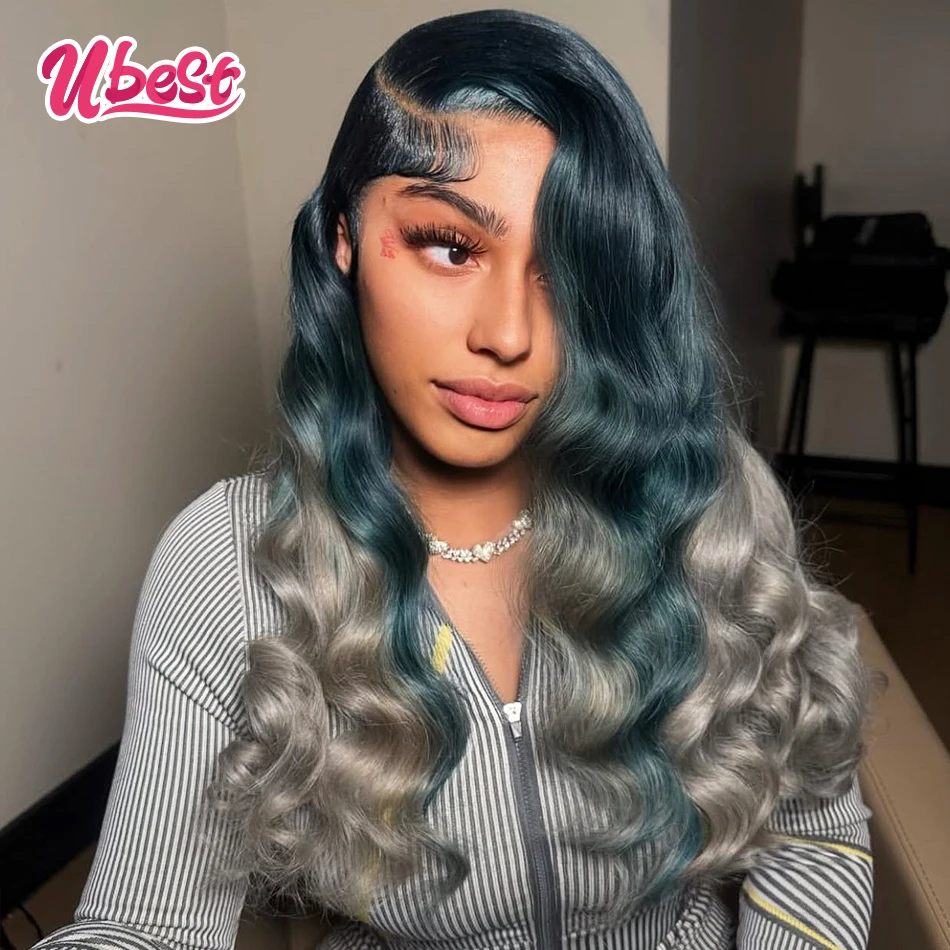 

Blue Silver Gray Colored Body Wave 13x6 Lace Front Wigs Brazilian 100 Human Hair Transparent Glueless Wigs Pre Plucked For Women