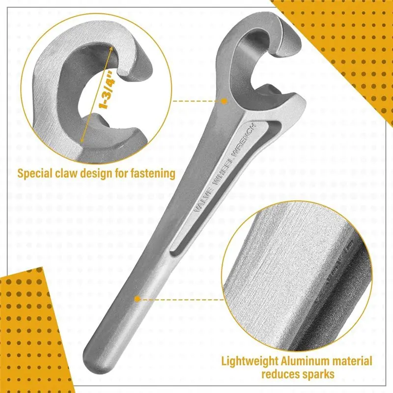 HLZS-1-3/4'' Single Ended Valve Wheel Wrench Cast Aluminum Hand Valve Wheels Wrench 17-5/8'' Valve Opening Closing Tool Guard B
