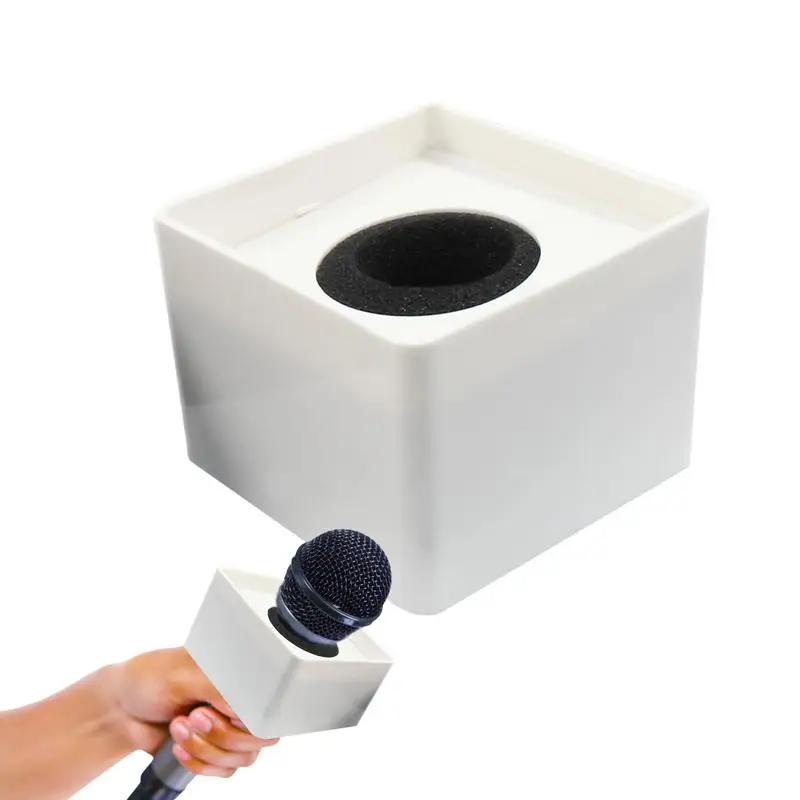 Microphone Logo Station Interviews Mic ABS Studio Microphone Holder Portable Mic Cube For News Reporter KTV Host Press