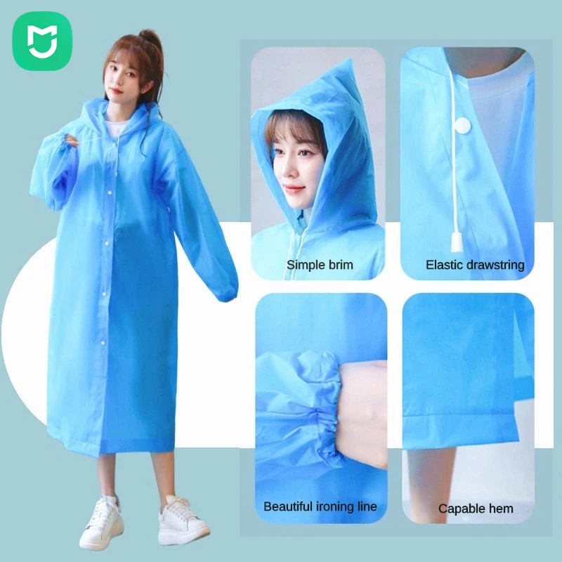 MIJIA Home Adult Long Raincoats EVA Impermeable Waterproof Rain Coat Men Women Travel Hooded Beam Port Rain Poncho For Fishing