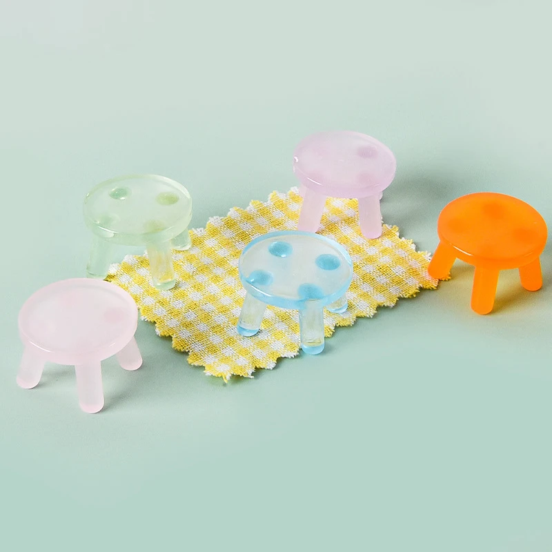 Luminous Macaron Stool, DIY Jóias Acessórios, Desktop Car Play, Casa Toy, Resina Ornamentos, 5pcs